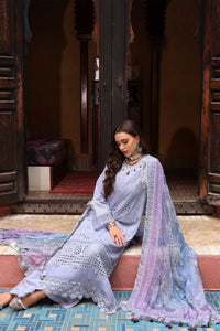 NUREH-3PC LAWN CHIKANKARI EMBROIDERED SHIRT WITH MONARK PRINTED DUPATTA AND EMB TRPUSER-BIC-3709