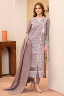 MIRAKHI-3PC LAWN CHIKENKARI EMBROIDERED SHIRT WITH LAWN TUBE SLUB DUPATTA-BIC-6900