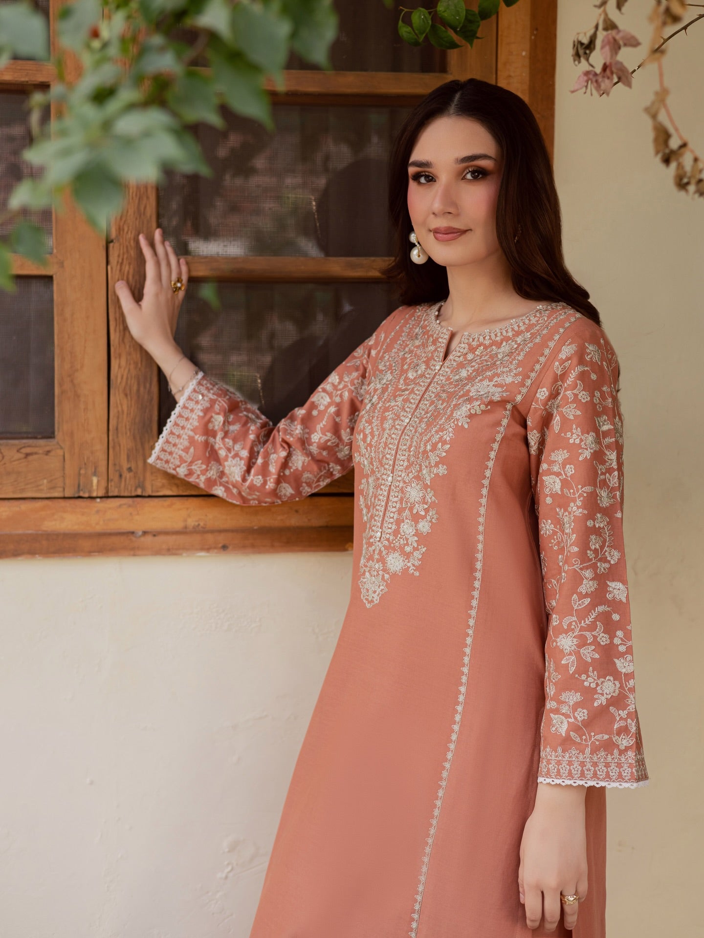 BATIK-2PIECE LAWN SEQUIN EMB SHIRT WITH LAWN EMB SLEEVES-BIC-238