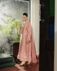 ZIVA-3PC RAW SILK EMBROIDERED SHIRT WITH SILK EMBROIDERED DUPATTA AND EMB TROUSER-BIC-5141