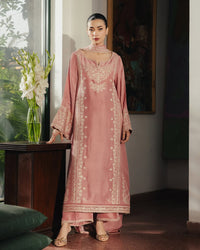 ZIVA-3PC RAW SILK EMBROIDERED SHIRT WITH SILK EMBROIDERED DUPATTA AND EMB TROUSER-BIC-5141