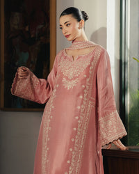 ZIVA-3PC RAW SILK EMBROIDERED SHIRT WITH SILK EMBROIDERED DUPATTA AND EMB TROUSER-BIC-5141