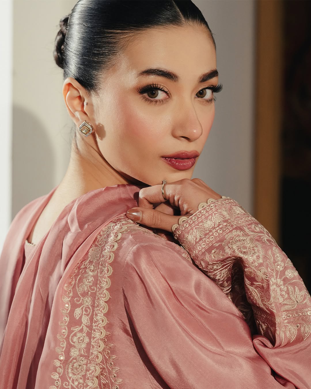 ZIVA-3PC RAW SILK EMBROIDERED SHIRT WITH SILK EMBROIDERED DUPATTA AND EMB TROUSER-BIC-5141