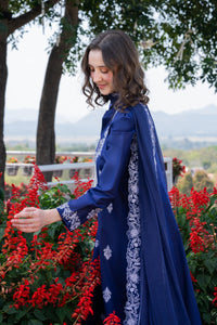 GARNET-3PC LAWN EMBROIDERED SHIRT WITH KHADDI NET EMB DUPATTA AND TROUSER-BIC-4844