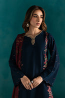 BATIK-3PC DHANAK EMBROIDERED SHIRT WITH COURTRAI PRINTED SHAWL & EMB TROUSER-BIC-4231