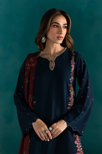 BATIK-3PC DHANAK EMBROIDERED SHIRT WITH COURTRAI PRINTED SHAWL & EMB TROUSER-BIC-4231