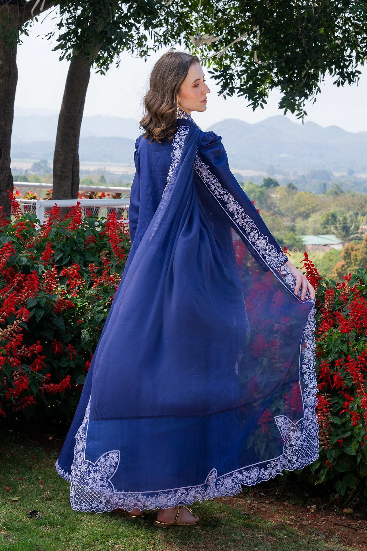 GARNET-3PC LAWN EMBROIDERED SHIRT WITH KHADDI NET EMB DUPATTA AND TROUSER-BIC-4844