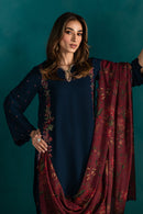 BATIK-3PC DHANAK EMBROIDERED SHIRT WITH COURTRAI PRINTED SHAWL & EMB TROUSER-BIC-4231