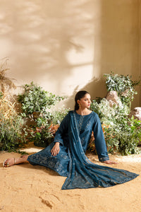 BATIK-3PC DHANAK EMBROIDERED SHIRT WITH CHIFFON EMBROIDERED DUPATTA AND TROUSER-BIC-4195