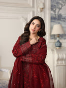 MOHAGNI-3PC LAWN PRINTED EMBROIDERED SHIRT WITH ORGANZA EMBROIDERED DUPATTA AND PRINT TROUSER-003