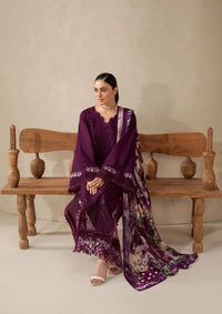 ELAF-3PC DHANAK EMBROIDERED SHIRT WITH COUTRAI PRINTED SHAWL AND TROUSER-BIC-5253