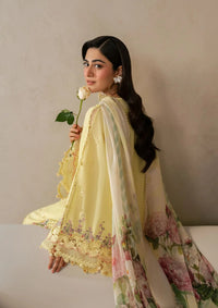 ELAF-3PC DHANAK EMBROIDERED SHIRT WITH COUTRAI PRINTED SHAWL AND TROUSER-BIC-5221