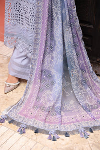 NUREH-3PC LAWN CHIKANKARI EMBROIDERED SHIRT WITH MONARK PRINTED DUPATTA AND EMB TRPUSER-BIC-3709