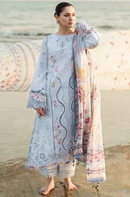 QALAMQAR - 3PC LAWN EMBROIDERED SHIRT WITH MONARK PRINTED DUPATTA AND TROUSER-BIC-3663