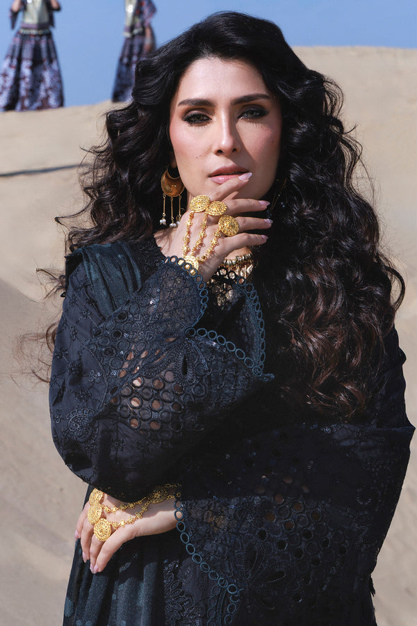 NUREH-3PC LAWN HEAVY EMBROIDERED SHIRT WITH CHIFFON PRINTED EMBR DUPATTA AND TROUSER-BIC-4786