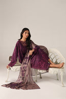 IZNIK-3PC LAWN CHIKANKARI EMB PRINTED SHIRT WITH SILK PRINTED DUPATTA AND PRINTED TROUSER-BIC-020