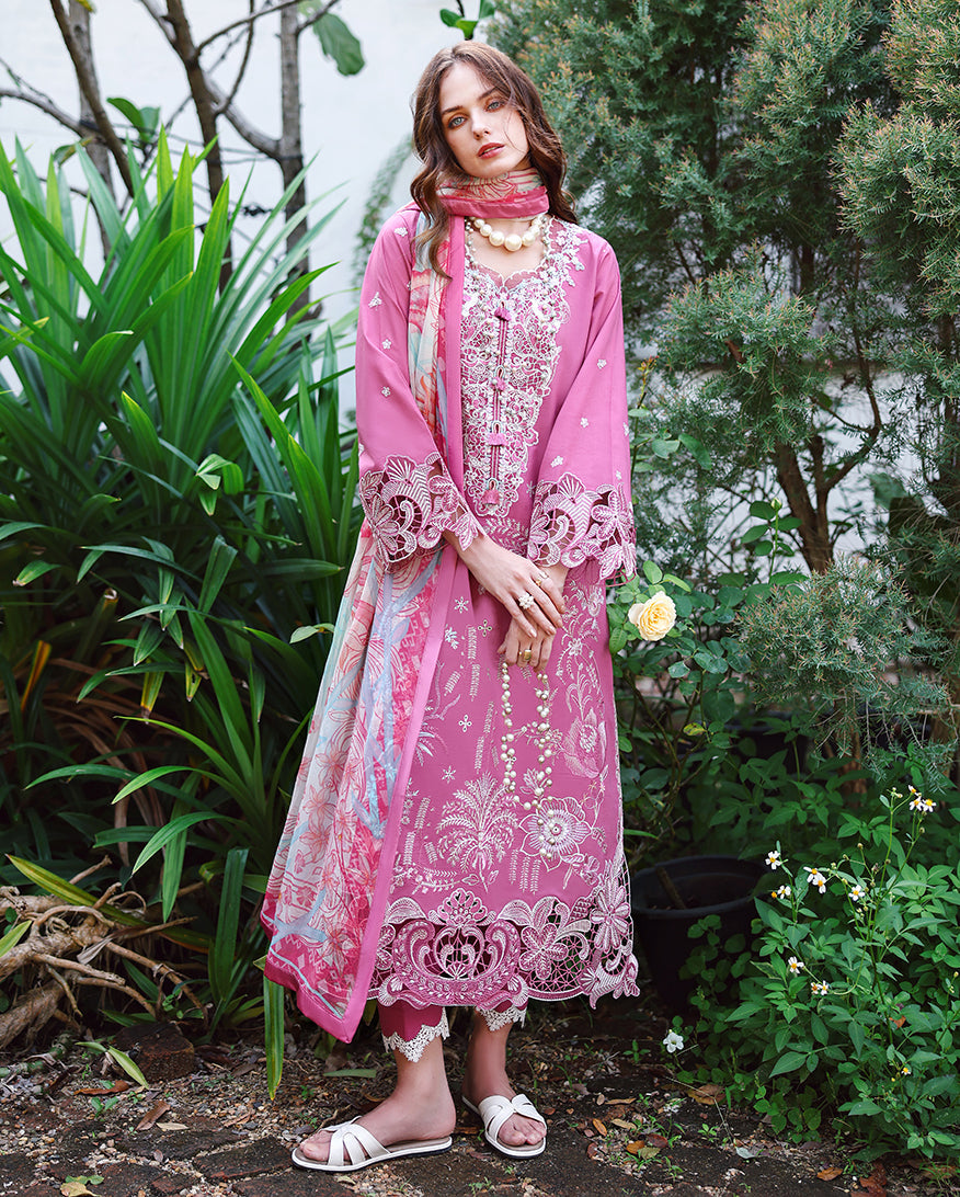 MUSHQ-3PC DHANAK EMBROIDERED SHIRT WITH WOOL PRINTED SHAWL AND TROUSER -BIC-5243