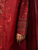 MOHAGNI-3PC LAWN PRINTED EMBROIDERED SHIRT WITH ORGANZA EMBROIDERED DUPATTA AND PRINT TROUSER-003