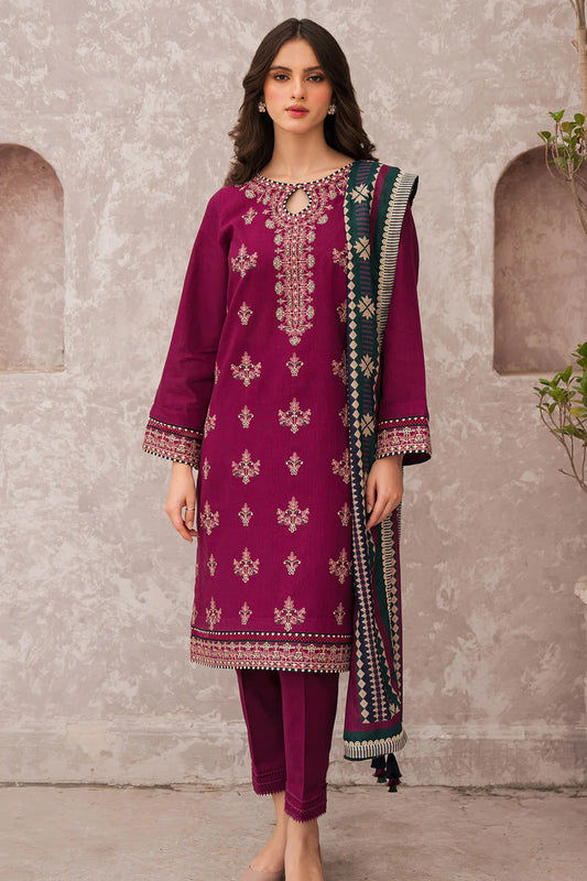 JAZMIN 3PC LAWN EMBROIDERED WITH COTTON SILK PTINT DUPATTA-BIC-1158