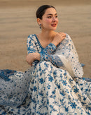 FAIZA SAQLAIN-FROCK 3PC LAWN EMBROIDERED SHIRT WITH NET EMBROIDERED DUPATTA AND TROUSER-4847
