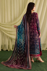 NUREH-3PC LAWN DIGITAL PRINTED EMBROIDERED SHIRT WITH CHUNRI PRINTED EMB DUPATTA AND DYED TROUSER-BIC-018
