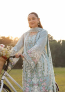 ELAF-3PC DHANAK EMBROIDERED SHIRT WITH DHANAK EMBROIDERED SHAWL AND TROUSER-BIC-5242