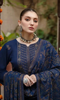 BAREEZE - 3PC DHANAK EMBROIDERED SHIRT WITH DHANAK EMBROIDERED SHAWL AND TROUSER -BIC-4032