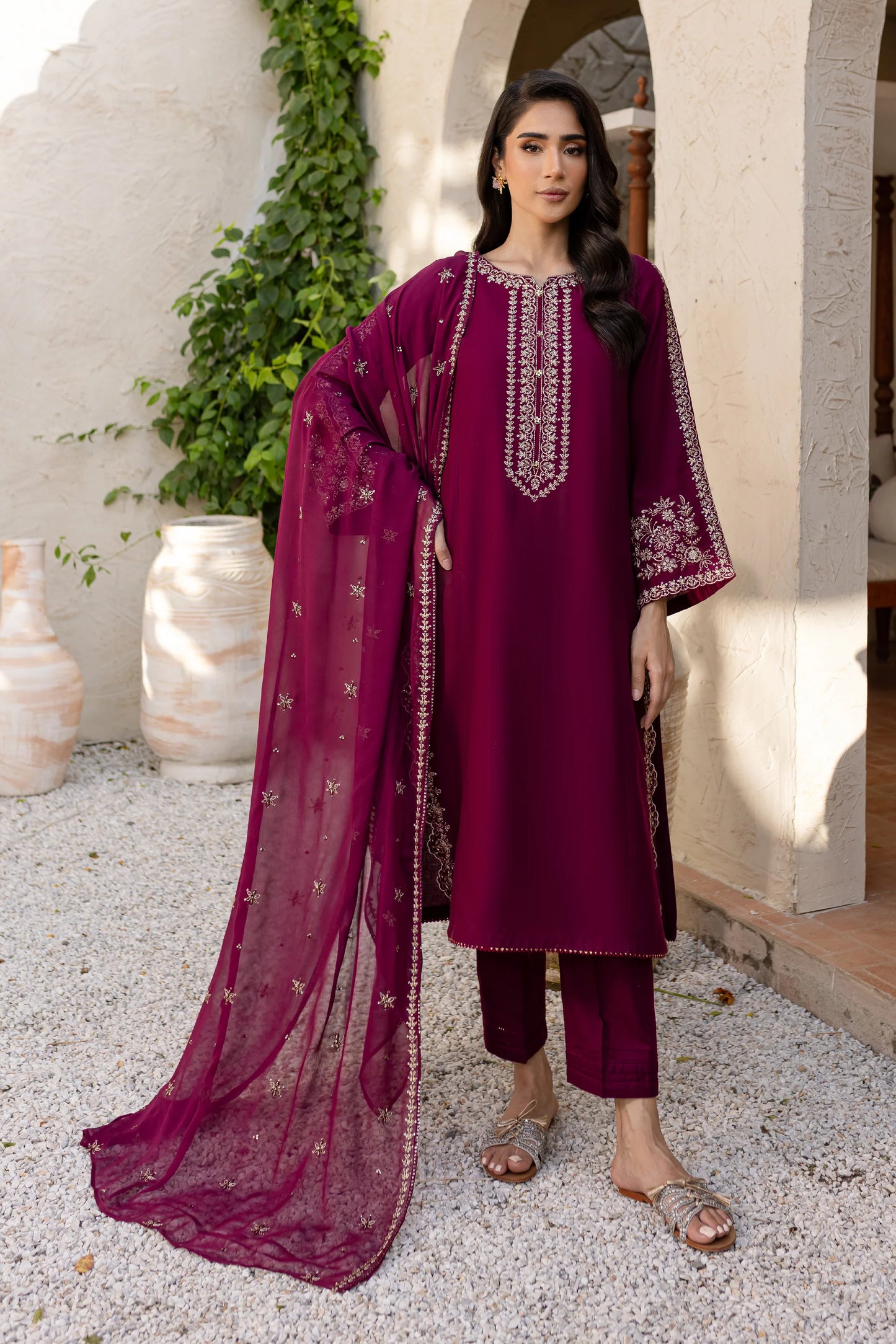 BATIK-3PC LAWN EMBROIDERED SHIRT WITH BAMBER CHIFFON EMBROIDERED DUPATTA AND TROUSER-BIC-3611