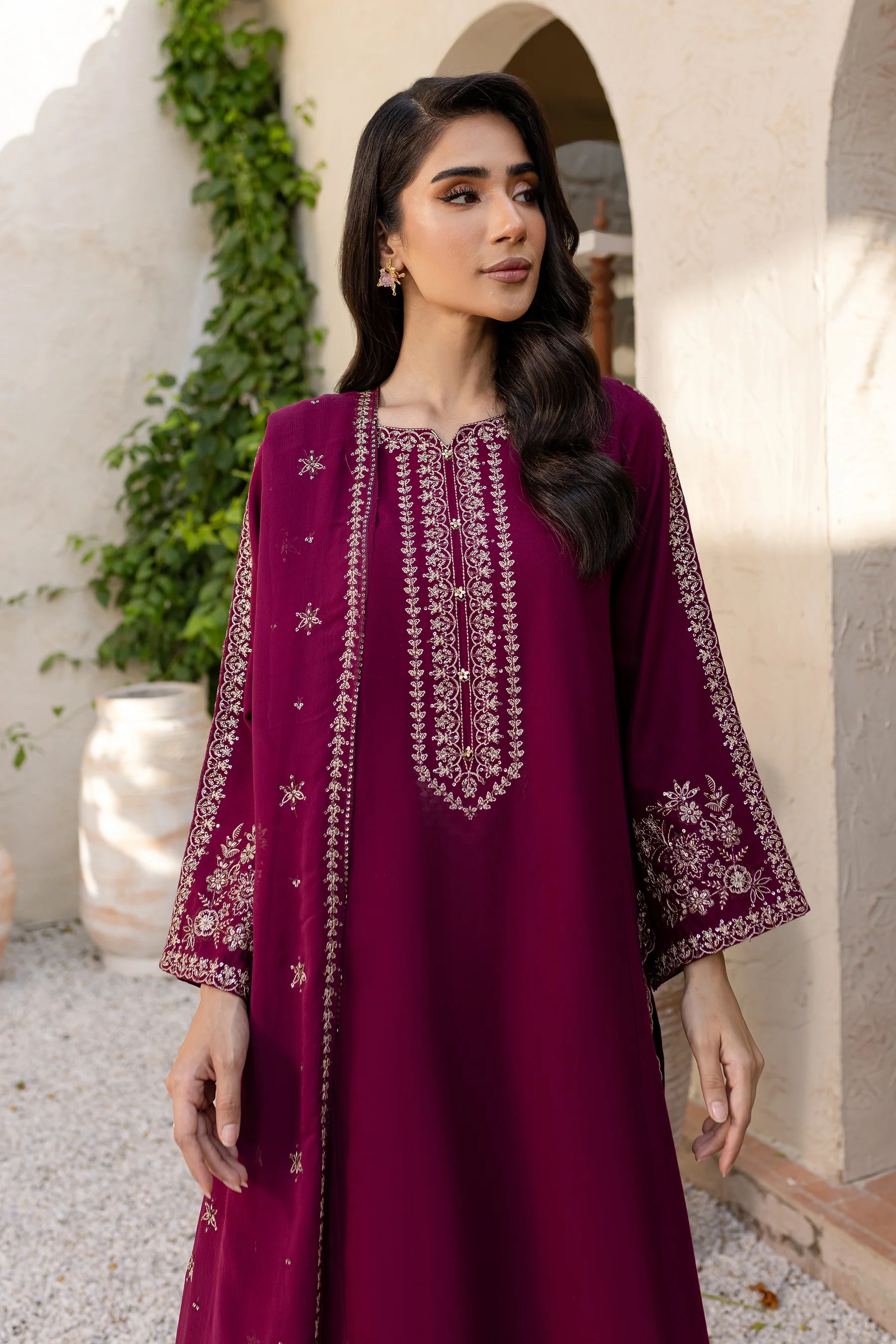 BATIK-3PC LAWN EMBROIDERED SHIRT WITH BAMBER CHIFFON EMBROIDERED DUPATTA AND TROUSER-BIC-3611
