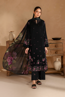 IZNIK-3PC DHANAK EMBROIDERED SHIRT WITH COUTRAI PRINTED SHAWL AND EMB TROUSER-BIC-5147