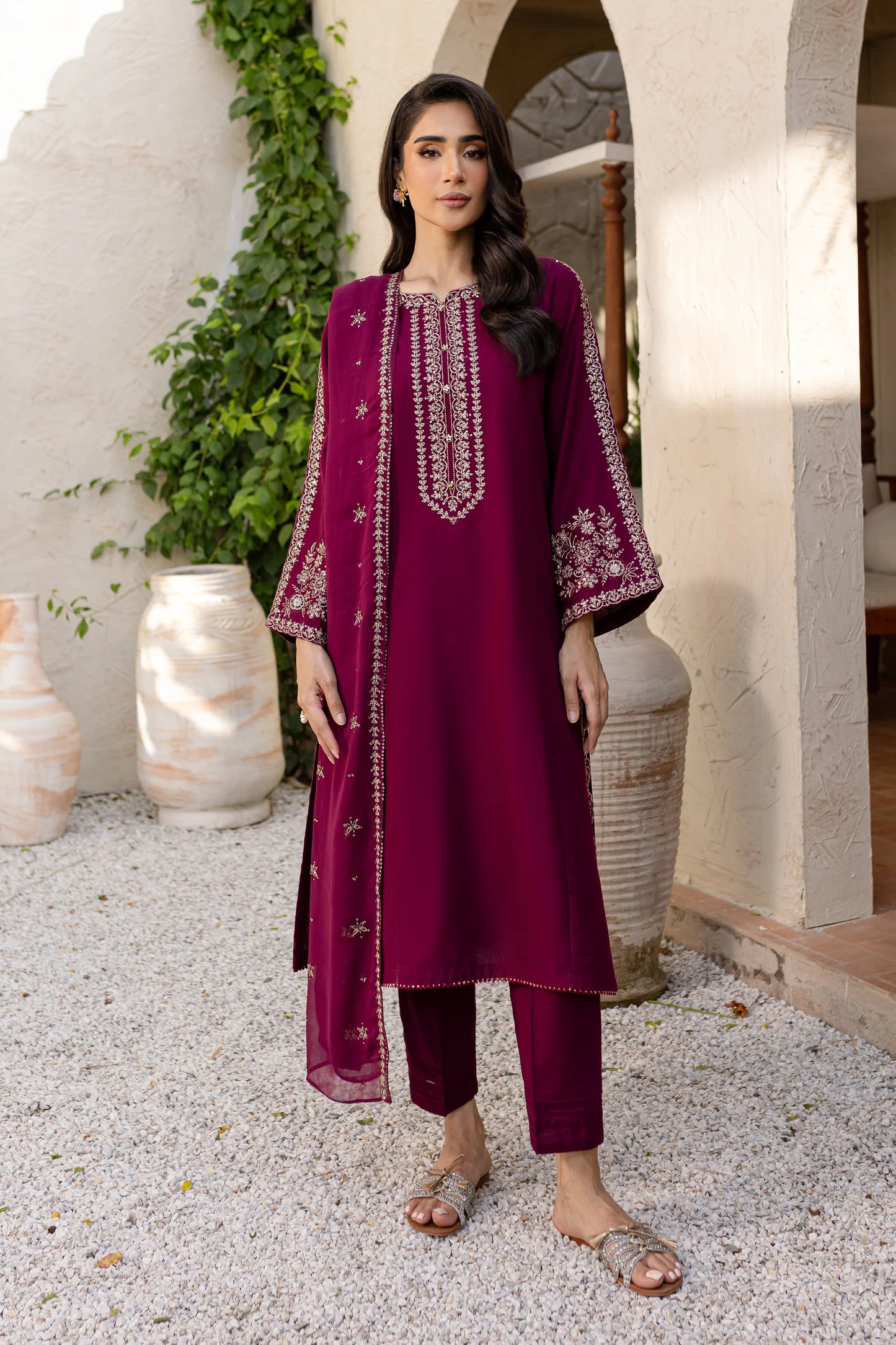 BATIK-3PC LAWN EMBROIDERED SHIRT WITH BAMBER CHIFFON EMBROIDERED DUPATTA AND TROUSER-BIC-3611