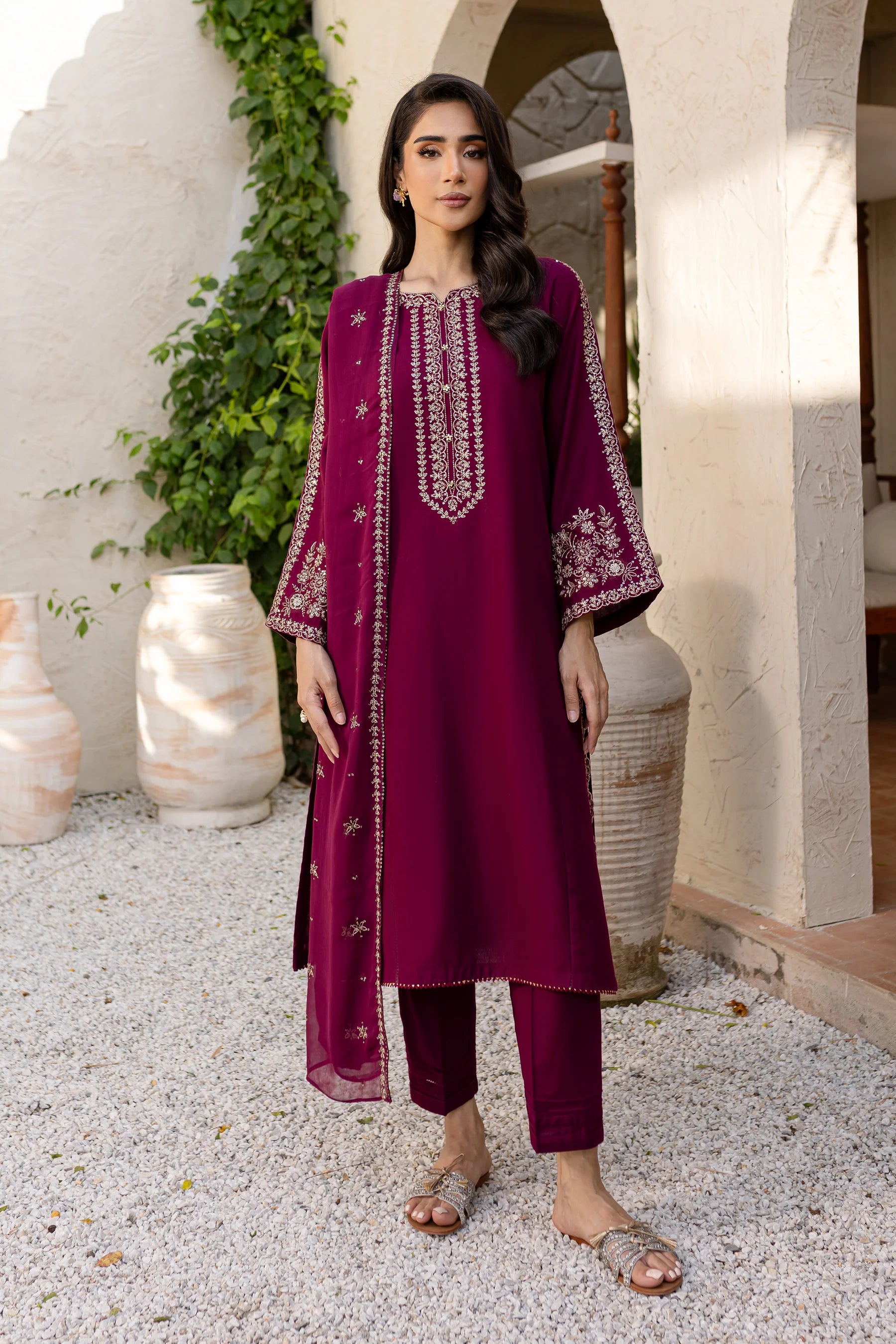 BATIK-3PC LAWN EMBROIDERED SHIRT WITH BAMBER CHIFFON EMBROIDERED DUPATTA AND TROUSER-BIC-4533