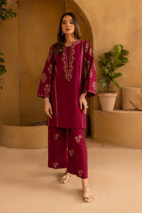 BATIK-2PIECE DHANAK EMBROIDERED SHIRT WITH DHANAK EMB TROUSER-BIC-15016