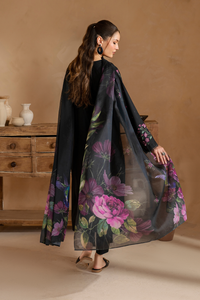 IZNIK-3PC DHANAK EMBROIDERED SHIRT WITH COUTRAI PRINTED SHAWL AND EMB TROUSER-BIC-5147