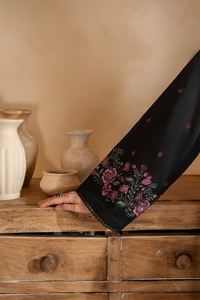 IZNIK-3PC DHANAK EMBROIDERED SHIRT WITH COUTRAI PRINTED SHAWL AND EMB TROUSER-BIC-5147