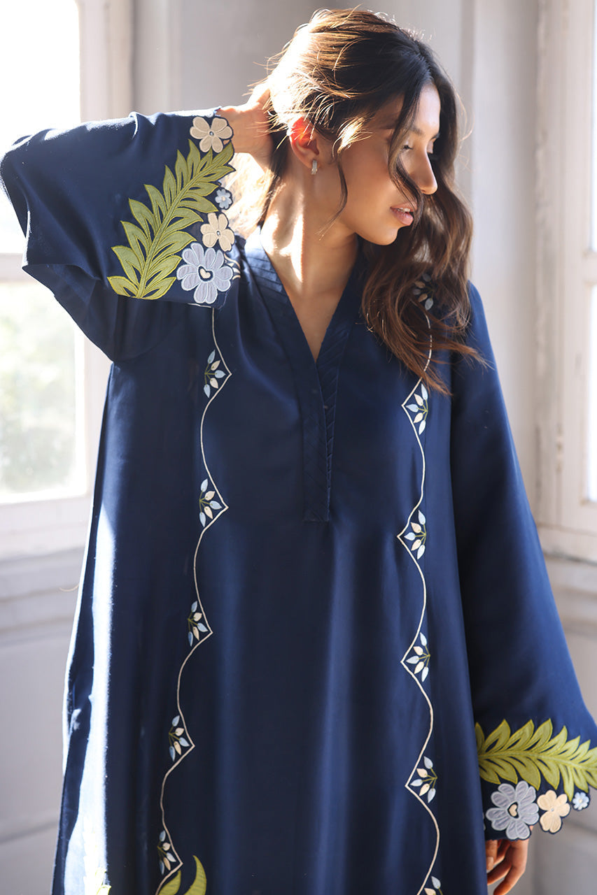LULUSAR -RAW SILK 2PC -RAW SILK SHIRT EMBROIDRED AND RAW SILK EMBROIDERED TROUSER-5151