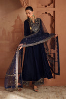 IZNIK-3PC VELVET EMBROIDERED NECKLINE WITH ORGANZA EMBROIDERED DUPATTA & VELVET EMB TROUSER-BIC-4362