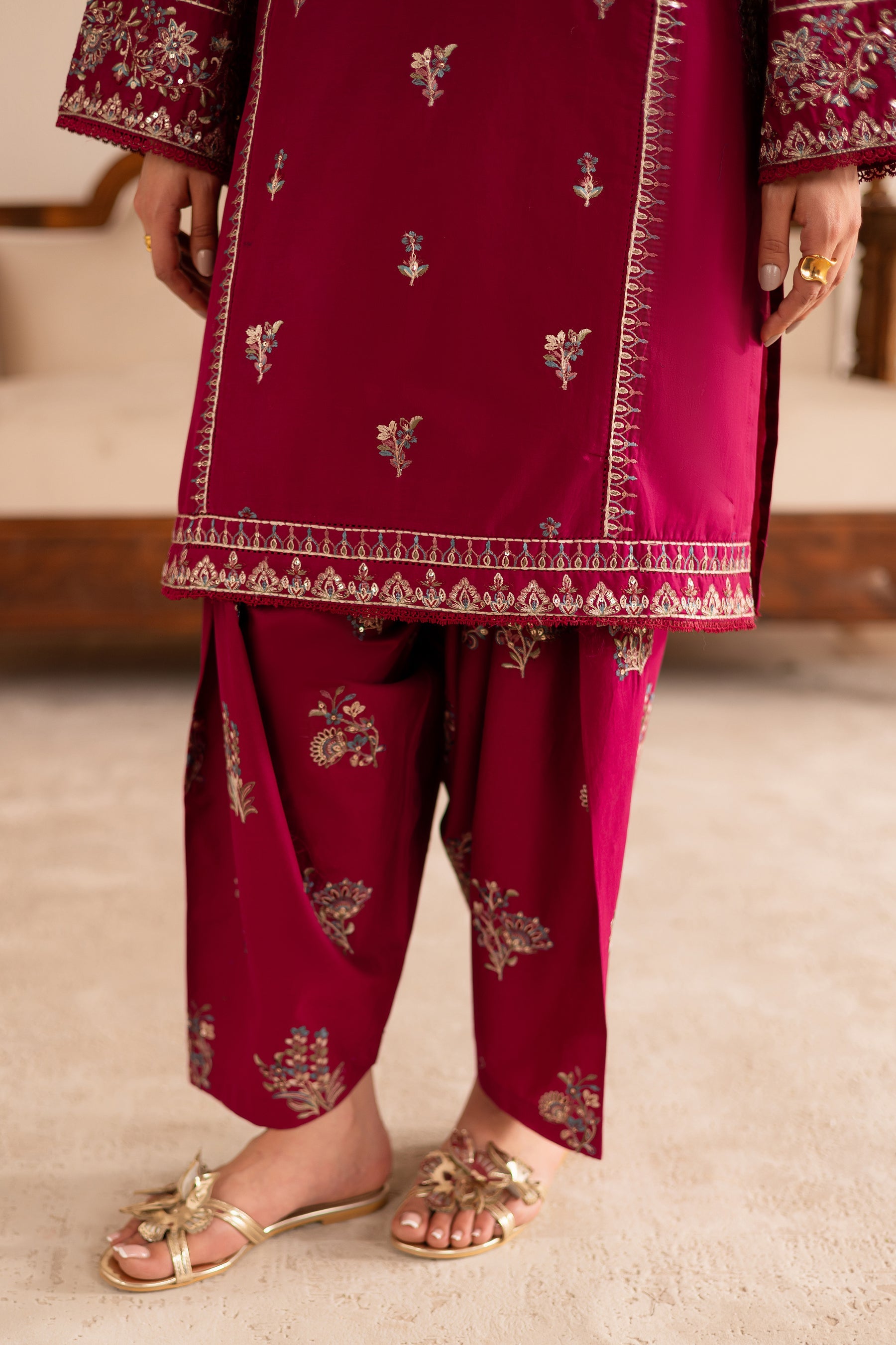 BATIK-2PC DHANAK EMBROIDERED SHIRT & EMBROIDERED TROUSER-BIC-110
