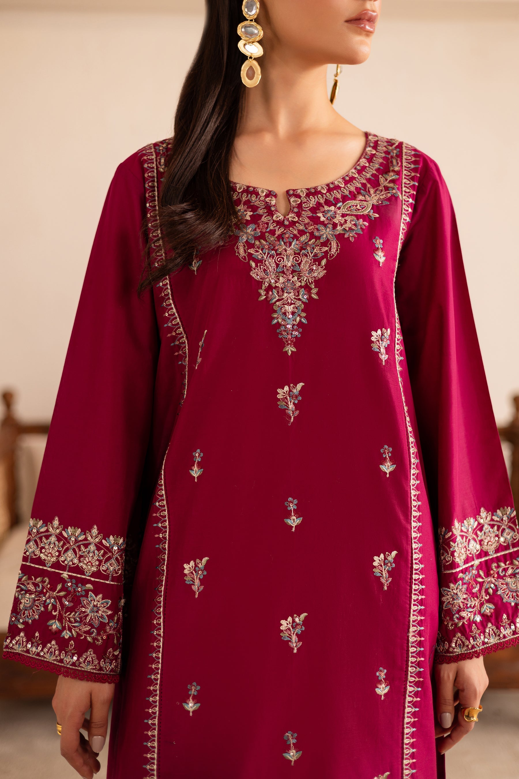 BATIK-2PC DHANAK EMBROIDERED SHIRT & EMBROIDERED TROUSER-BIC-110