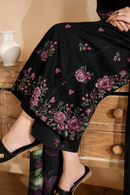 IZNIK-3PC DHANAK EMBROIDERED SHIRT WITH COUTRAI PRINTED SHAWL AND EMB TROUSER-BIC-5147