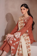 IZNIK-3PC DHANAK EMBROIDERED SHIRT WITH DHANAK EMBROIDERED SHAWL & TROUSER-BIC-4246