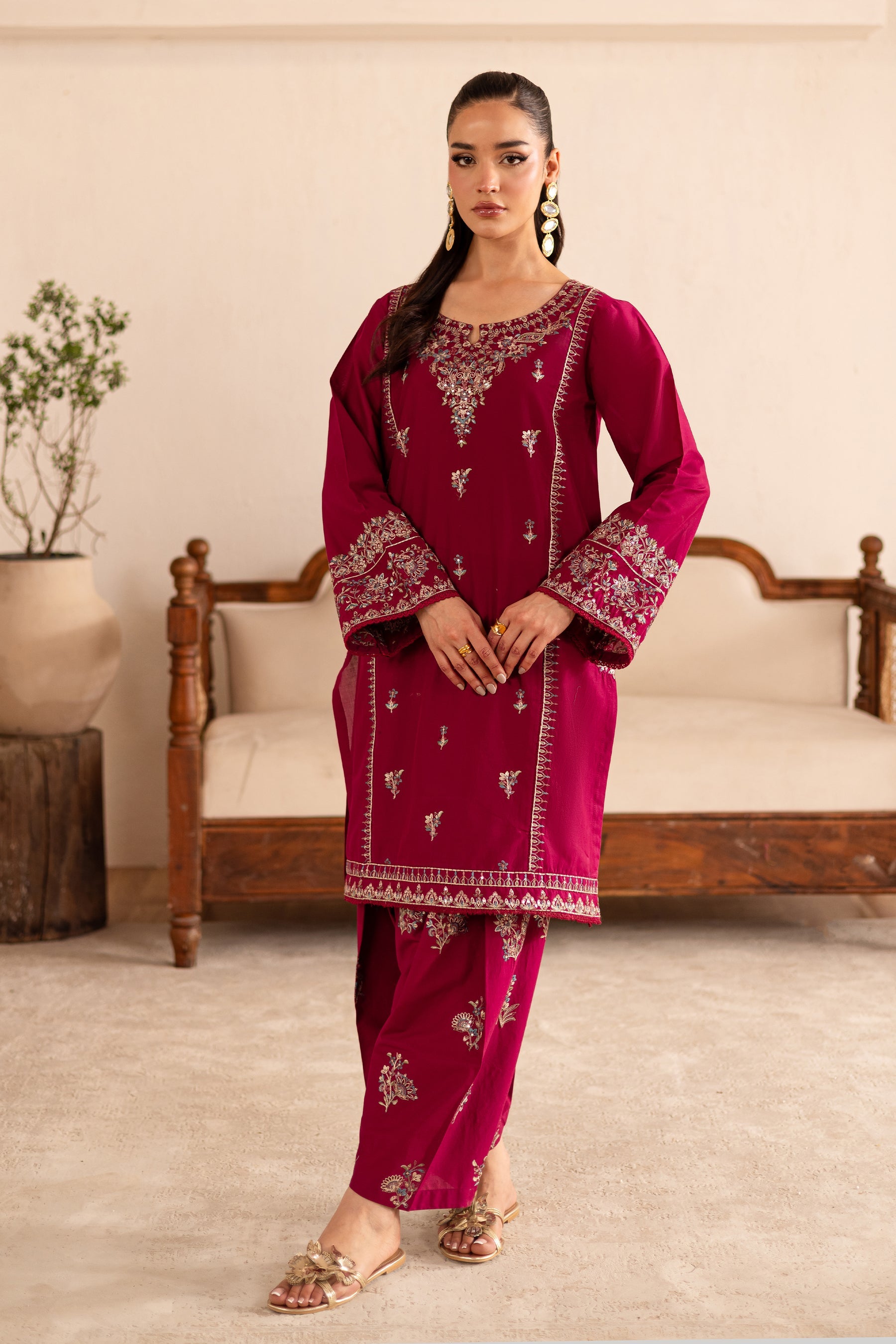 BATIK-2PC DHANAK EMBROIDERED SHIRT & EMBROIDERED TROUSER-BIC-110
