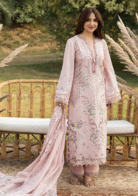 ELAF-3PC DHANAK EMBROIDERED SHIRT WITH DHANAK EMBROIDERED SHAWL AND TROUSER-BIC-5255