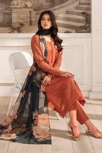 IZNIK-3PC DHANAK CHIKAN EMBROIDERED SHIRT WITH COURTRAI PRINTED SHAWL AND TROUSER BIC-4188