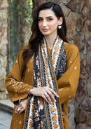 IZNIK-3PC DHANAK EMBROIDERED SHIRT WITH WOOL DIGITAL PRINT SHAWL AND TROUSER-BIC-5038