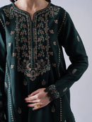 ASIM JOFA-3PC DHANAK EMBROIDERED SHIRT WITH DHANAK EMBROIDERED SHAWL & TROUSER-BIC-
