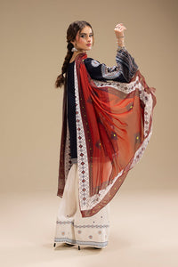 JAZMIN-3PC DHANAK EMBROIDERED SHIRT WITH CORTRAI WOOL PRINTED SHAWL AND EMB TROUSER-BIC-4080
