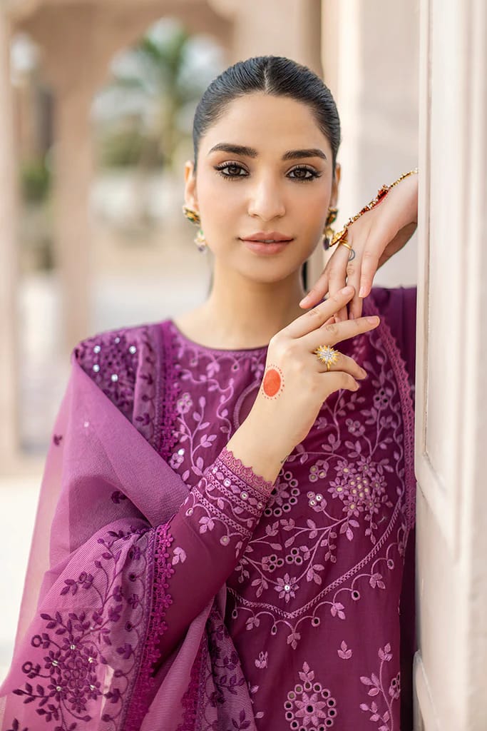 ASIM JOFA- 3PC LAWN HEAVY EMBROIDERED SHIRT WITH ORGANZA HEAVY EMBROIDERED DUPATTA-BIC-3544