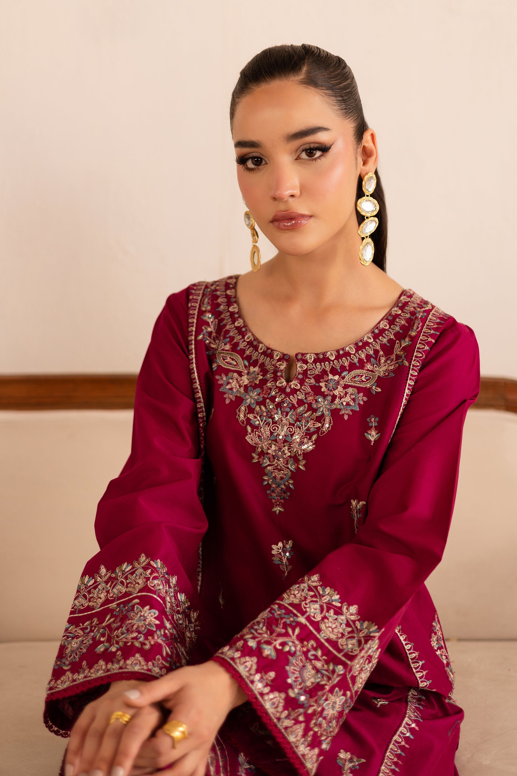 BATIK-2PC DHANAK EMBROIDERED SHIRT & EMBROIDERED TROUSER-BIC-110