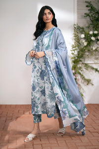 BAROUQE-3PC KARANDI PRINTED SHIRT WITH KARANDI PRINTED DUPATTA AND TROUSER-BIC-2574